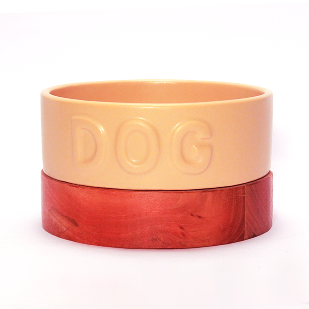 Premium Dog Bowl with Wooden Base