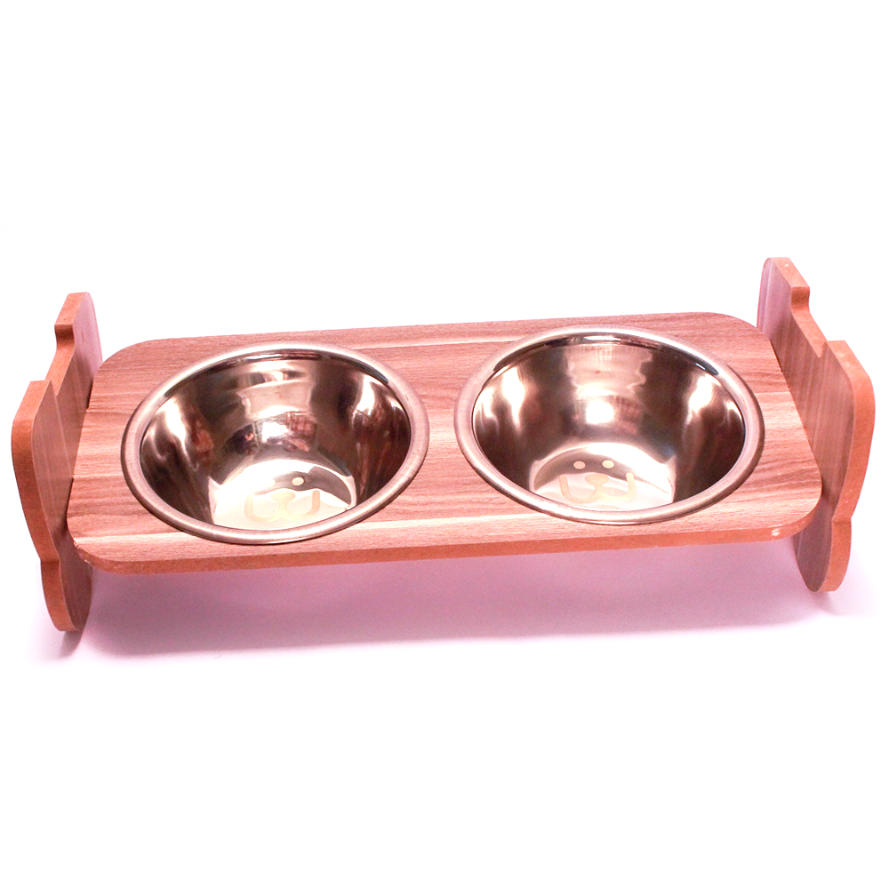 Pet Feeding Wooden Station