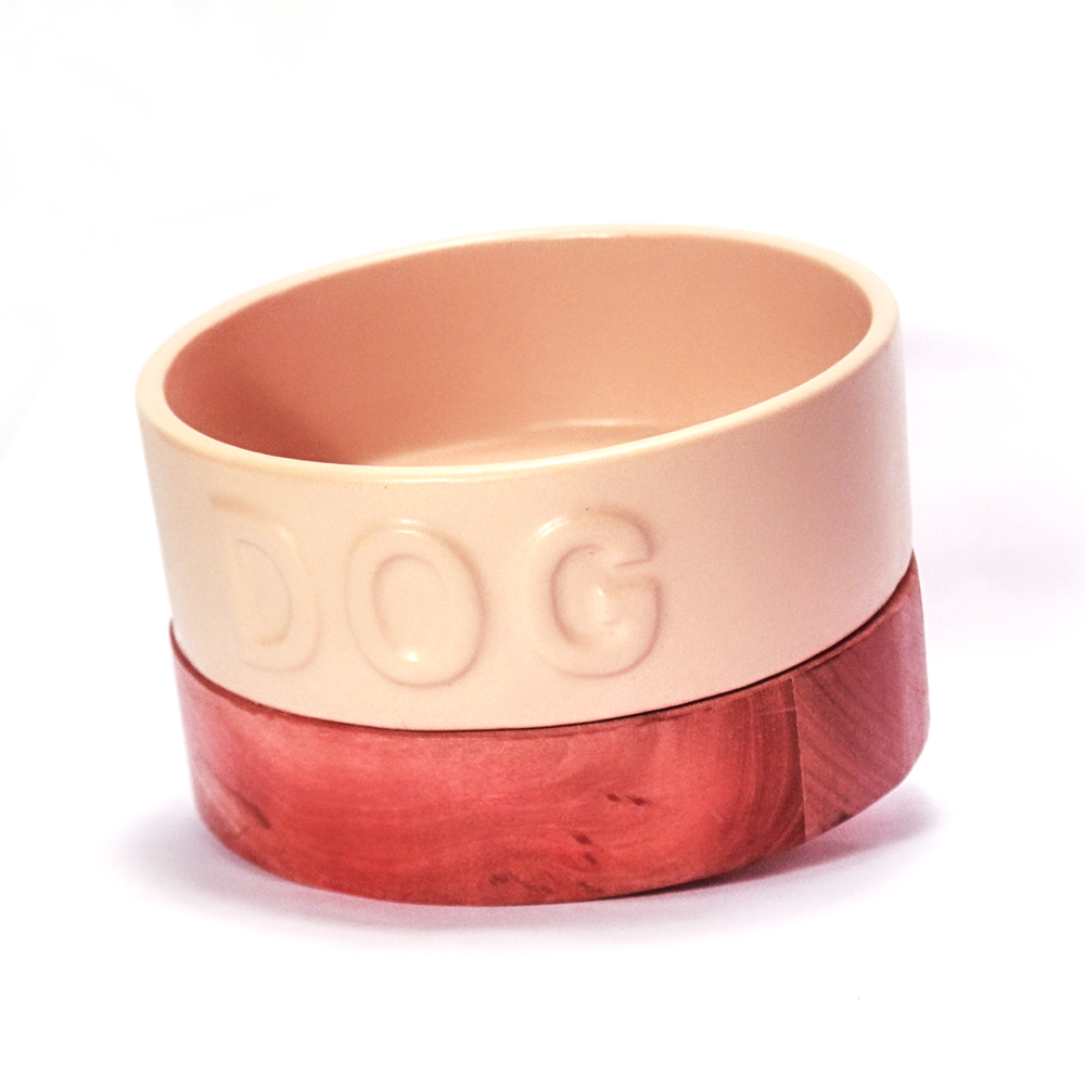 Premium Dog Bowl with Wooden Base